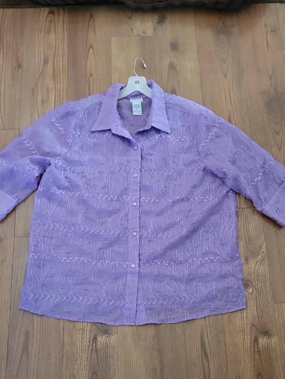 Bon Worth Lilac Textured Sheer Button-Down Shirt